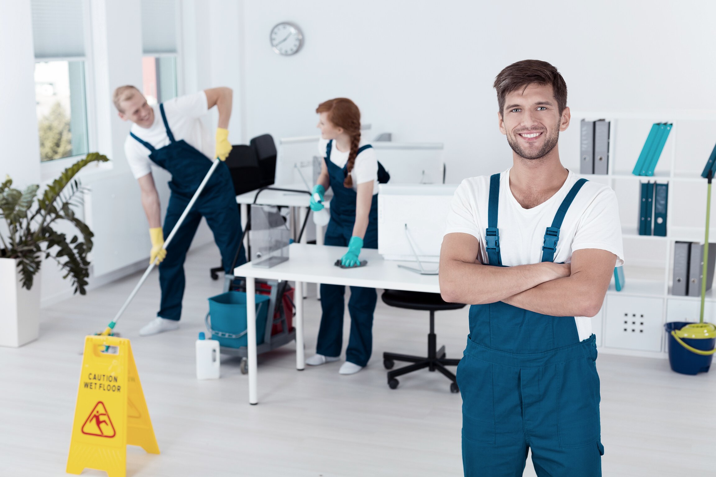 Man working for cleaning service
